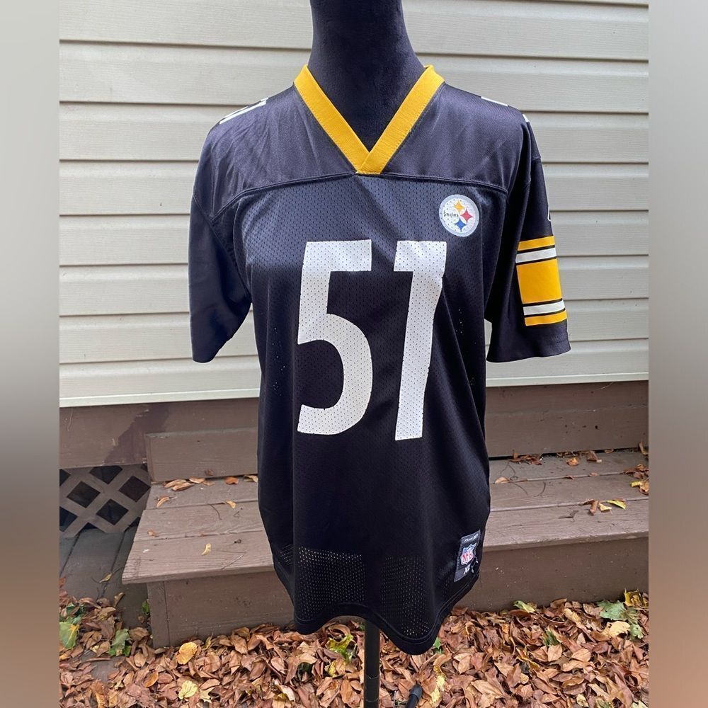 Pittsburgh Steelers Jersey Reebok NFL Players James Farrior #51 women’s M EUC - Picture 7 of 13